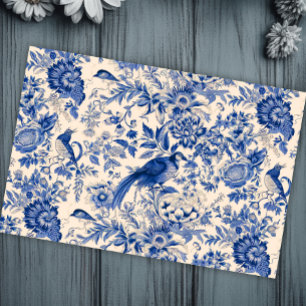Papier Mousseline French Cottage Garden Toile Pheasants Bleu