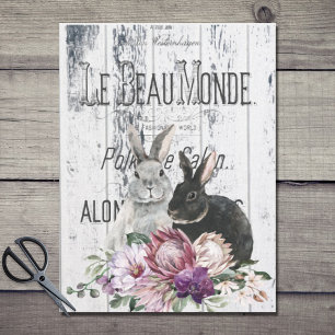 Papier Mousseline French Country Bunnies Artisanat floral