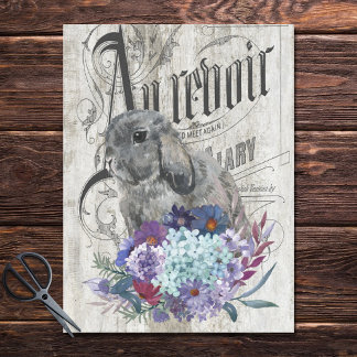 Papier Mousseline French Country Floral Gris Lapin