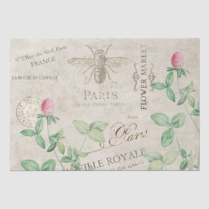Papier Mousseline French Script Bee Pink Clover Flower Honey Music