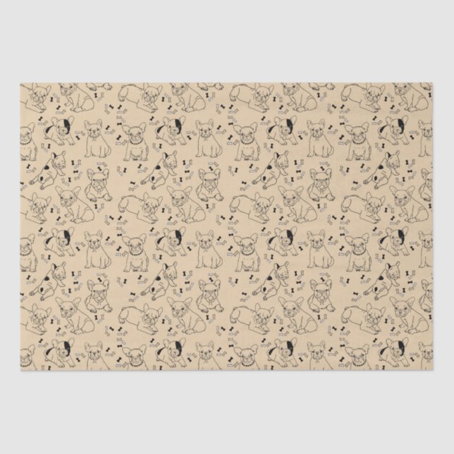 Papier Mousseline Frenchie et Bones (Recto)