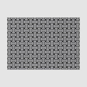 Papier Mousseline Frette chinoise d'art déco, noire et blanche