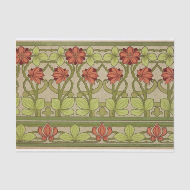 Papier Mousseline Frieze Bordure Art Nouveau Floral (Recto)