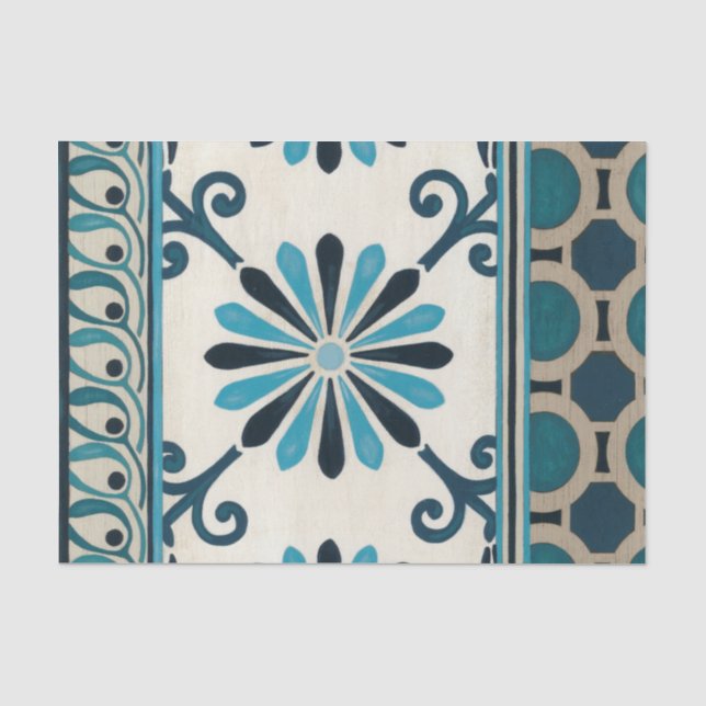 Papier Mousseline Frise Indigo II non embellie (Recto)