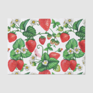 Papier Mousseline Fruit fraise et floraison fraise Vibrant 