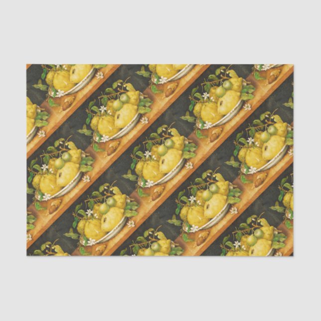 PAPIER MOUSSELINE FRUITS DE SAISON LÉMONS ET FLEURS BLANCHES (Recto)