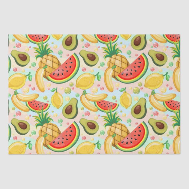 Papier Mousseline Fruits d'été frais Motif (Recto)