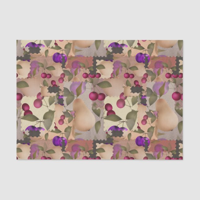 Papier Mousseline Fruits, patchwork (Recto)