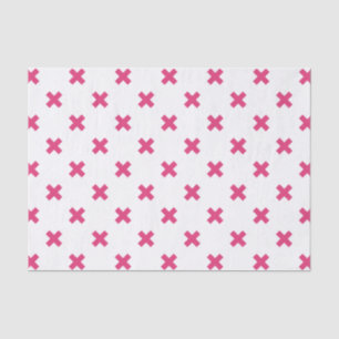 Papier Mousseline Fuchsia croix sur le blanc