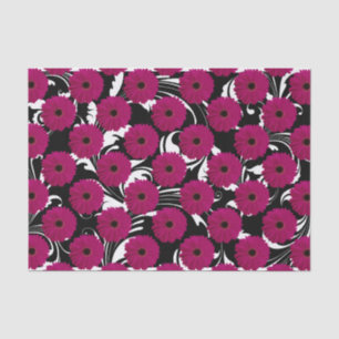 Papier Mousseline Fuchsia Gerbera rose marguerite noir/blanc tourbil