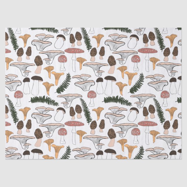 Papier Mousseline Fun Fungi Champagne Motif de fougère Cadeau (Recto)