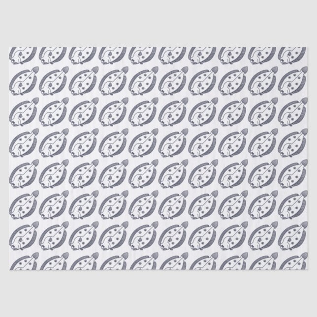 Papier Mousseline Fun poisson de fond en bleu profond et blanc (Recto)
