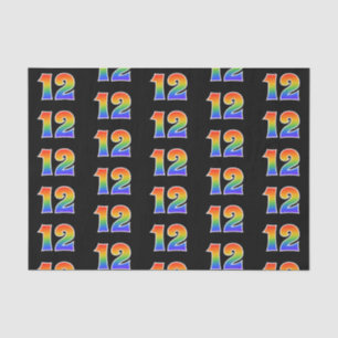 Papier Mousseline Fun Rainbow Spectrum Motif "12" Numéro d'événement