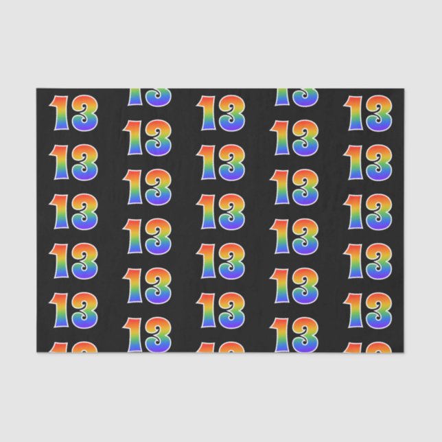 Papier Mousseline Fun Rainbow Spectrum Motif "13" Numéro d'événement (Recto)