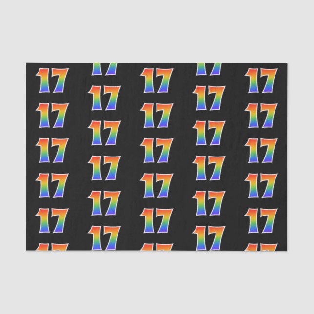 Papier Mousseline Fun Rainbow Spectrum Motif "17" Numéro de l'événem (Recto)