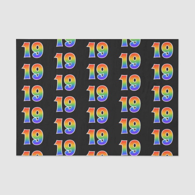 Papier Mousseline Fun Rainbow Spectrum Motif "19" Numéro de l'événem (Recto)