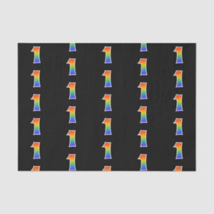 Papier Mousseline Fun Rainbow Spectrum Motif "1" Numéro d'événement