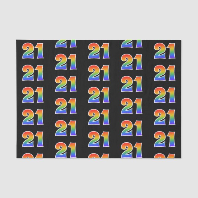 Papier Mousseline Fun Rainbow Spectrum Motif "21" Numéro d'événement (Recto)