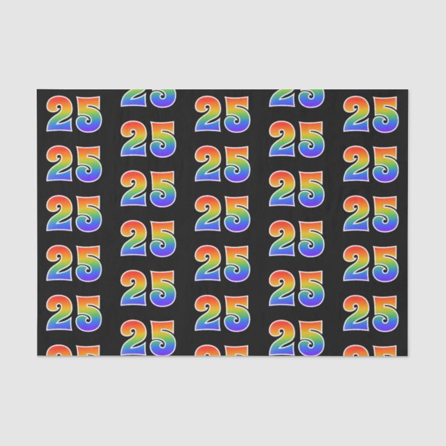 Papier Mousseline Fun Rainbow Spectrum Motif "25" Numéro d'événement (Recto)