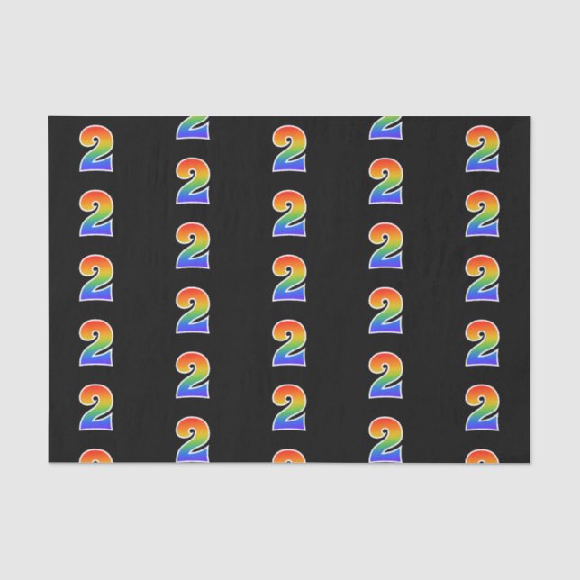 Papier Mousseline Fun Rainbow Spectrum Motif "2" Numéro d'événement (Recto)