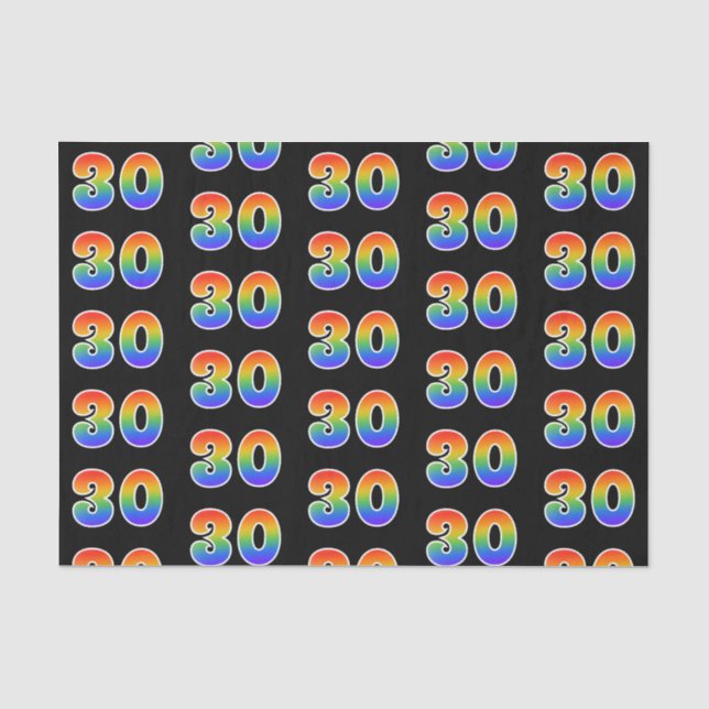Papier Mousseline Fun Rainbow Spectrum Motif "30" Numéro d'événement (Recto)