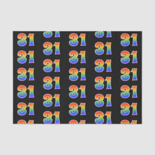 Papier Mousseline Fun Rainbow Spectrum Motif "31" Numéro d'événement