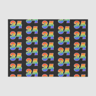 Papier Mousseline Fun Rainbow Spectrum Motif "34" Numéro d'événement