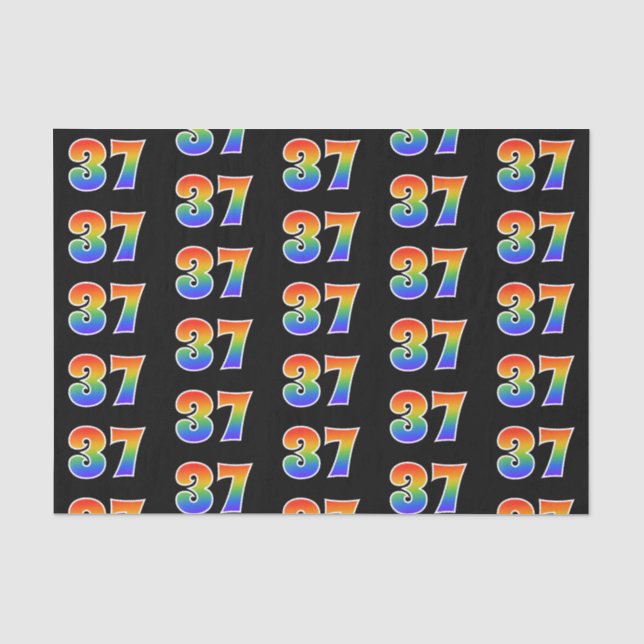 Papier Mousseline Fun Rainbow Spectrum Motif "37" Numéro d'événement (Recto)