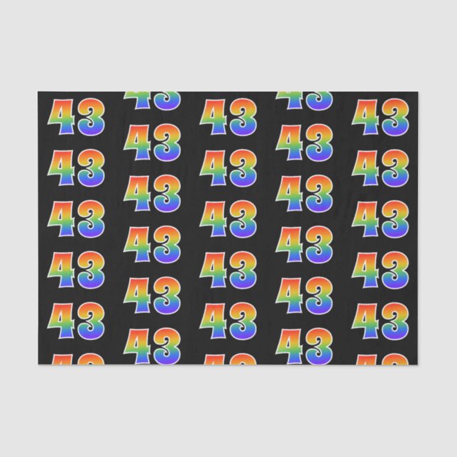 Papier Mousseline Fun Rainbow Spectrum Motif "43" Numéro d'événement (Recto)