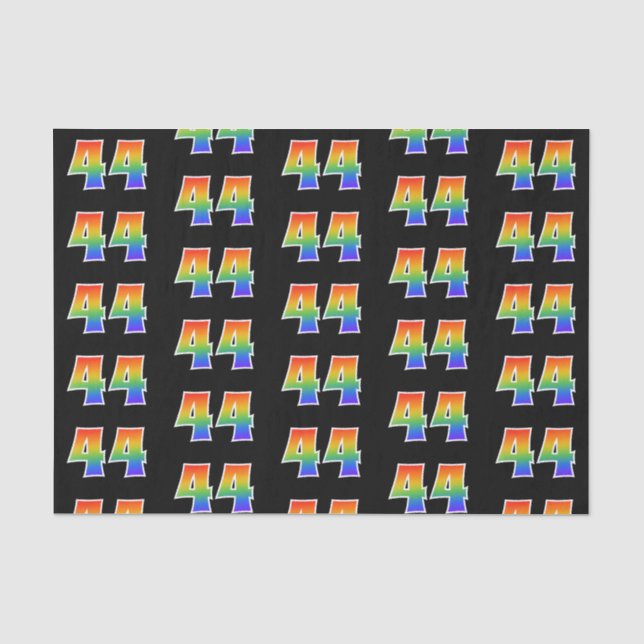 Papier Mousseline Fun Rainbow Spectrum Motif "44" Numéro d'événement (Recto)