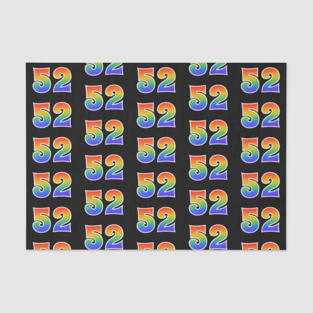 Papier Mousseline Fun Rainbow Spectrum Motif "52" Numéro d'événement (Recto)