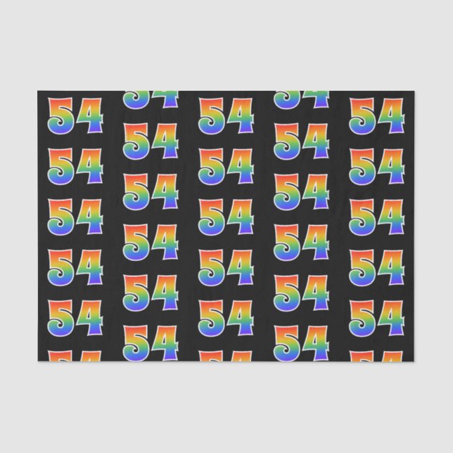 Papier Mousseline Fun Rainbow Spectrum Motif "54" Numéro d'événement (Recto)