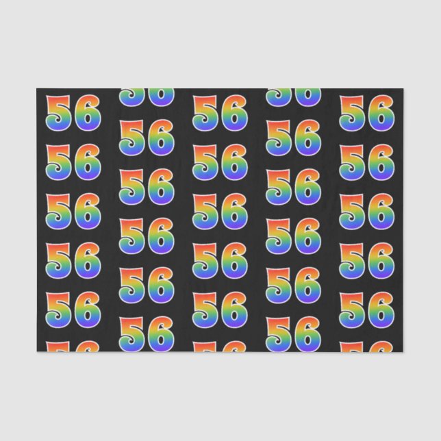 Papier Mousseline Fun Rainbow Spectrum Motif "56" Numéro d'événement (Recto)