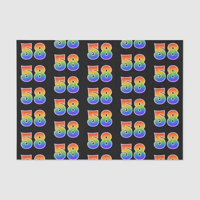 Papier Mousseline Fun Rainbow Spectrum Motif "58" Numéro d'événement (Recto)
