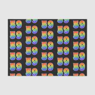 Papier Mousseline Fun Rainbow Spectrum Motif "59" Numéro d'événement