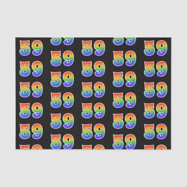 Papier Mousseline Fun Rainbow Spectrum Motif "59" Numéro d'événement (Recto)