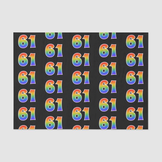 Papier Mousseline Fun Rainbow Spectrum Motif "61" Numéro d'événement (Recto)