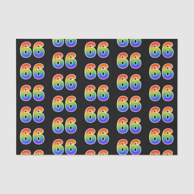 Papier Mousseline Fun Rainbow Spectrum Motif "66" Numéro d'événement (Recto)