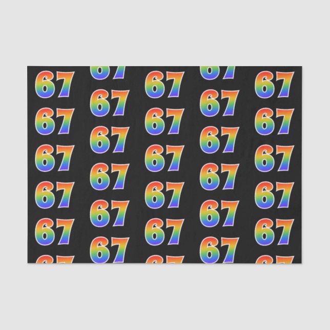 Papier Mousseline Fun Rainbow Spectrum Motif "67" Numéro d'événement (Recto)