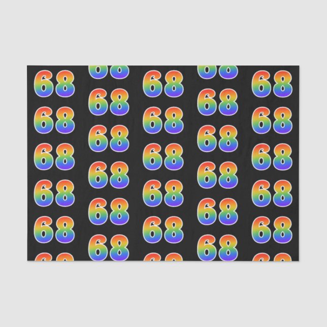 Papier Mousseline Fun Rainbow Spectrum Motif "68" Numéro d'événement (Recto)
