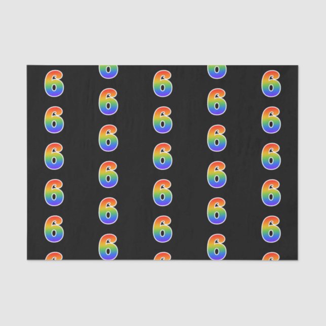 Papier Mousseline Fun Rainbow Spectrum Motif "6" Numéro d'événement (Recto)