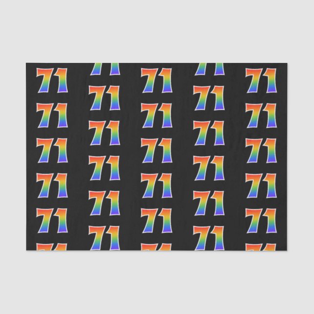 Papier Mousseline Fun Rainbow Spectrum Motif "71" Numéro d'événement (Recto)