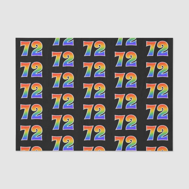 Papier Mousseline Fun Rainbow Spectrum Motif "72" Numéro d'événement (Recto)