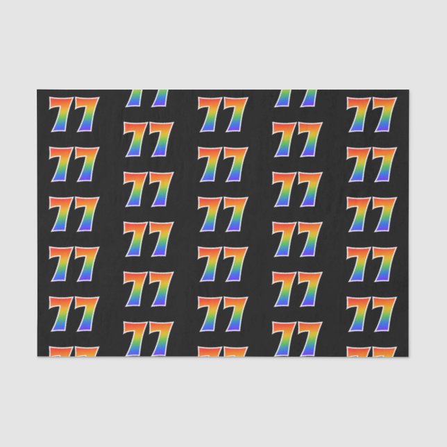 Papier Mousseline Fun Rainbow Spectrum Motif "77" Numéro d'événement (Recto)
