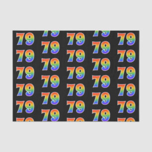 Papier Mousseline Fun Rainbow Spectrum Motif "79" Numéro d'événement