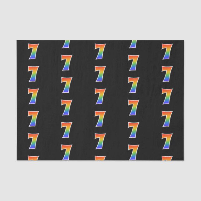 Papier Mousseline Fun Rainbow Spectrum Motif "7" Numéro d'événement (Recto)