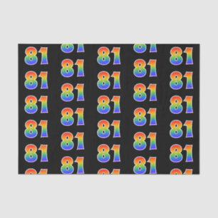 Papier Mousseline Fun Rainbow Spectrum Motif "81" Numéro d'événement