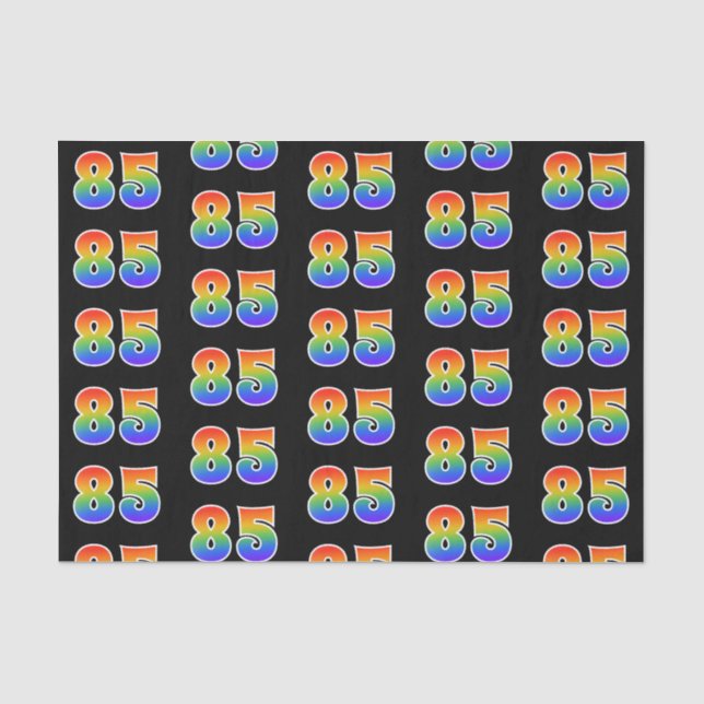 Papier Mousseline Fun Rainbow Spectrum Motif "85" Numéro d'événement (Recto)