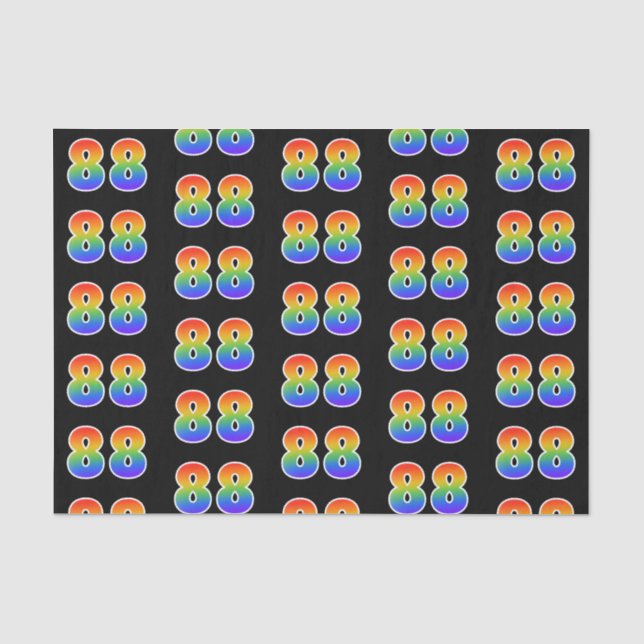 Papier Mousseline Fun Rainbow Spectrum Motif "88" Numéro d'événement (Recto)
