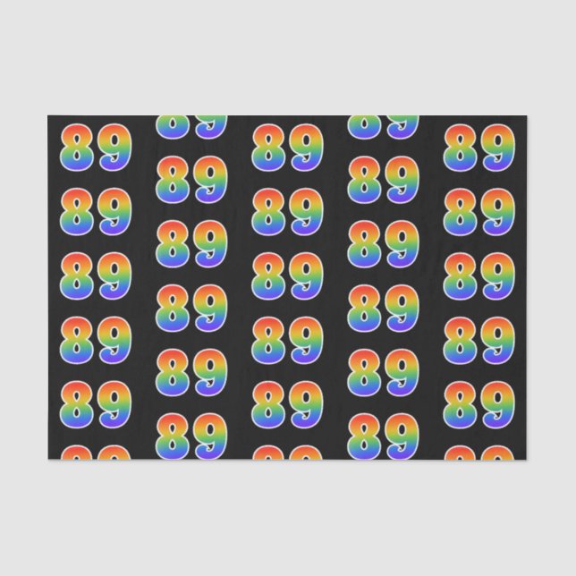 Papier Mousseline Fun Rainbow Spectrum Motif "89" Numéro d'événement (Recto)